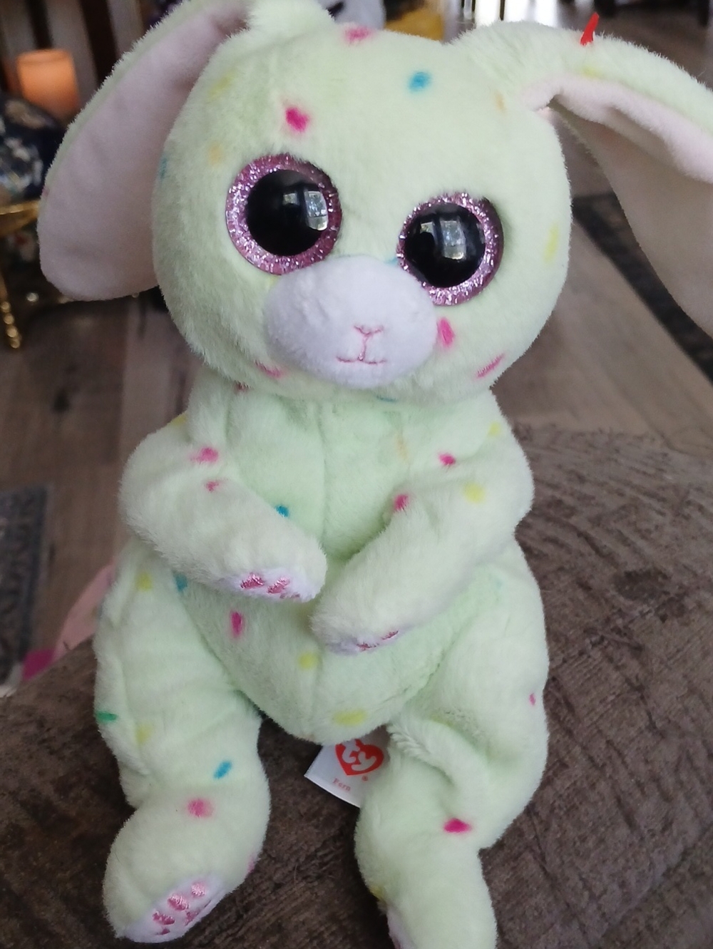 Ty Beanie Bellies Fern The Bunny with Pink Glitter Eyes